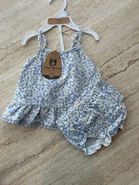 NEW 🆕 Rabbit + Bear 100% organic cotton Floral Tank Top and Bloomers Set 3-6 mo